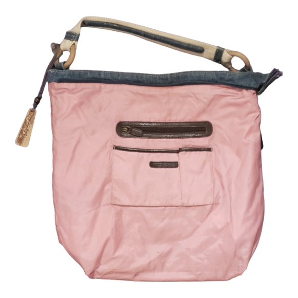 VINTAGE TOMMY HILFIGER BLUE MADRAS TOTE SHOULDER BAG DENIM ZIP CLOSURE - Picture 6 of 11